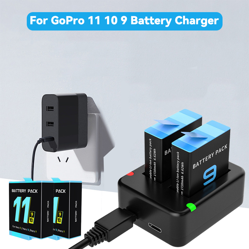 Gopro Action Camera Hero 12 Black - Cargador de batería doble con ranura